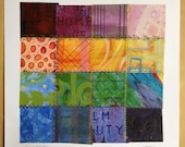 Fine Art Giclee Print  of my Original Painting titled Rainbow Patchwork 12x12