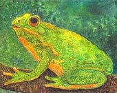 Frog, Contemporary Home Decor, Nursery, Fairy Tale -  FREE SHIPPING - Original Watercolor Painting by ebsq Artist Ricky Martin