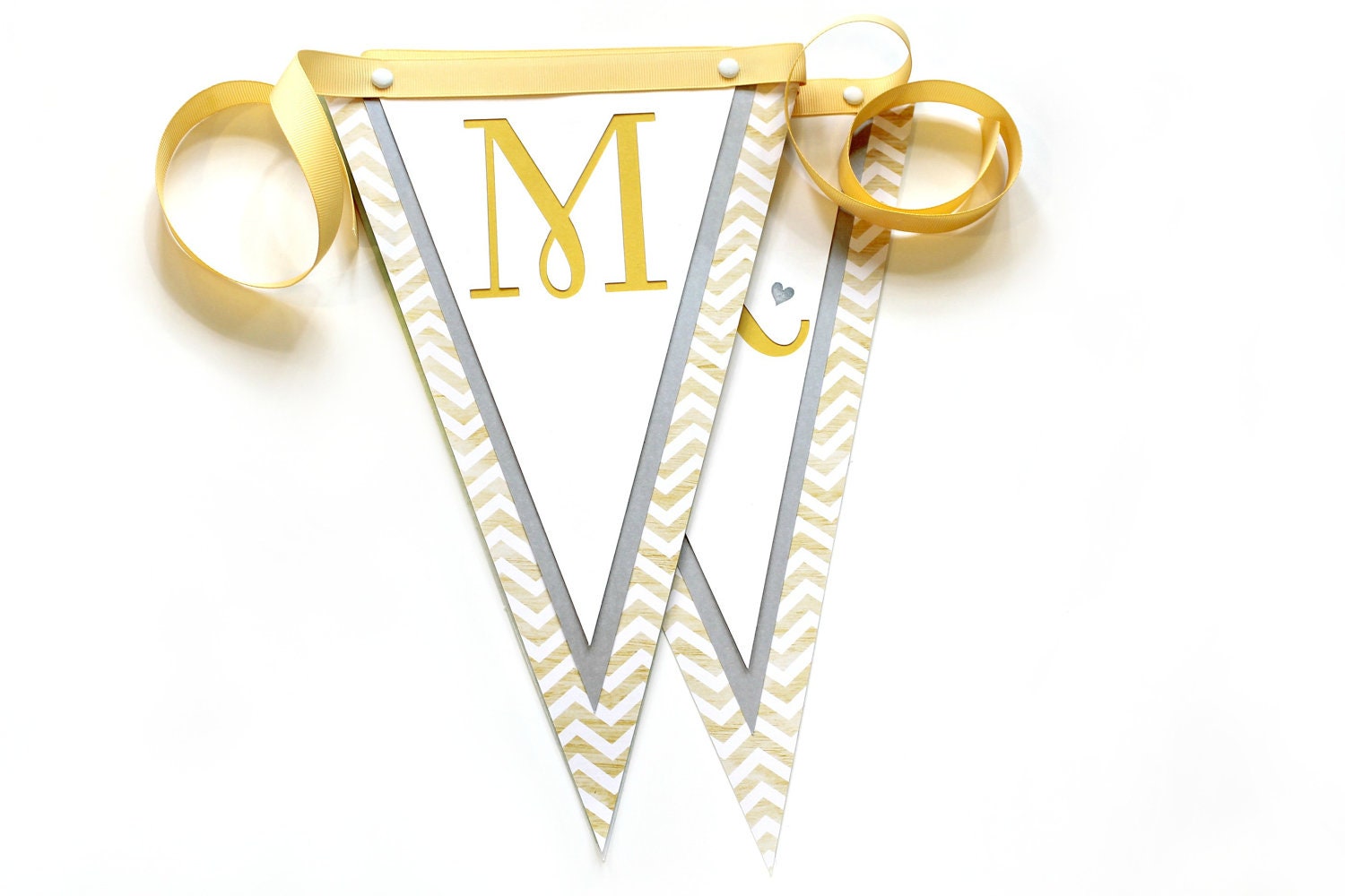 Yellow and Gray Mr. and Mr. Wedding Banner