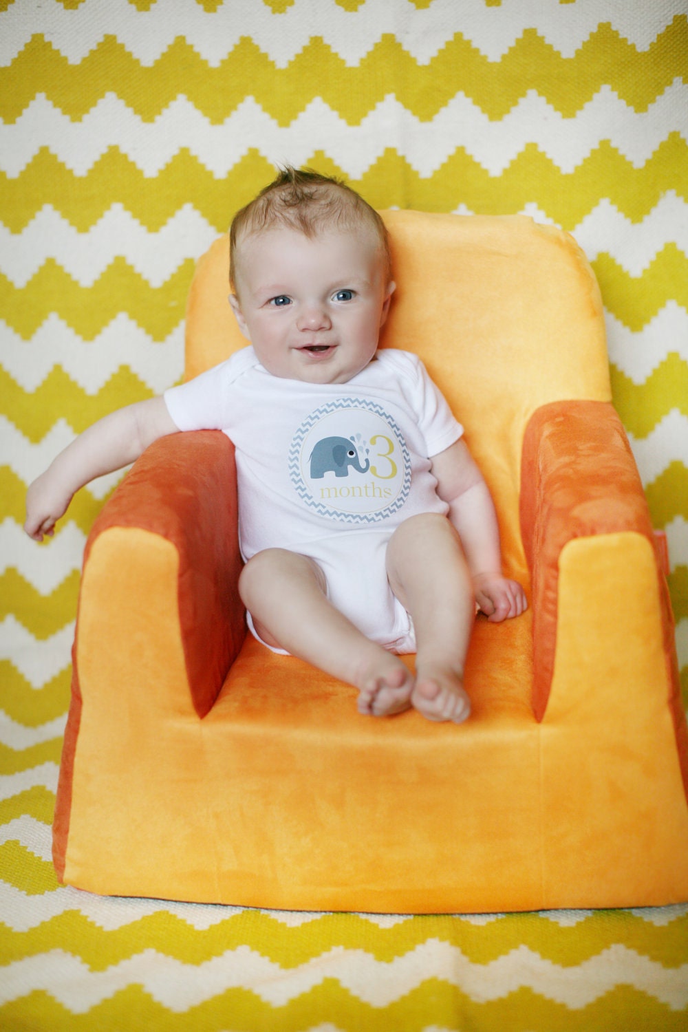 Chevron and Elephants Monthly Onesie Stickers for New Mom and Baby Girl or Baby Boy...Favorite Baby Shower Gift