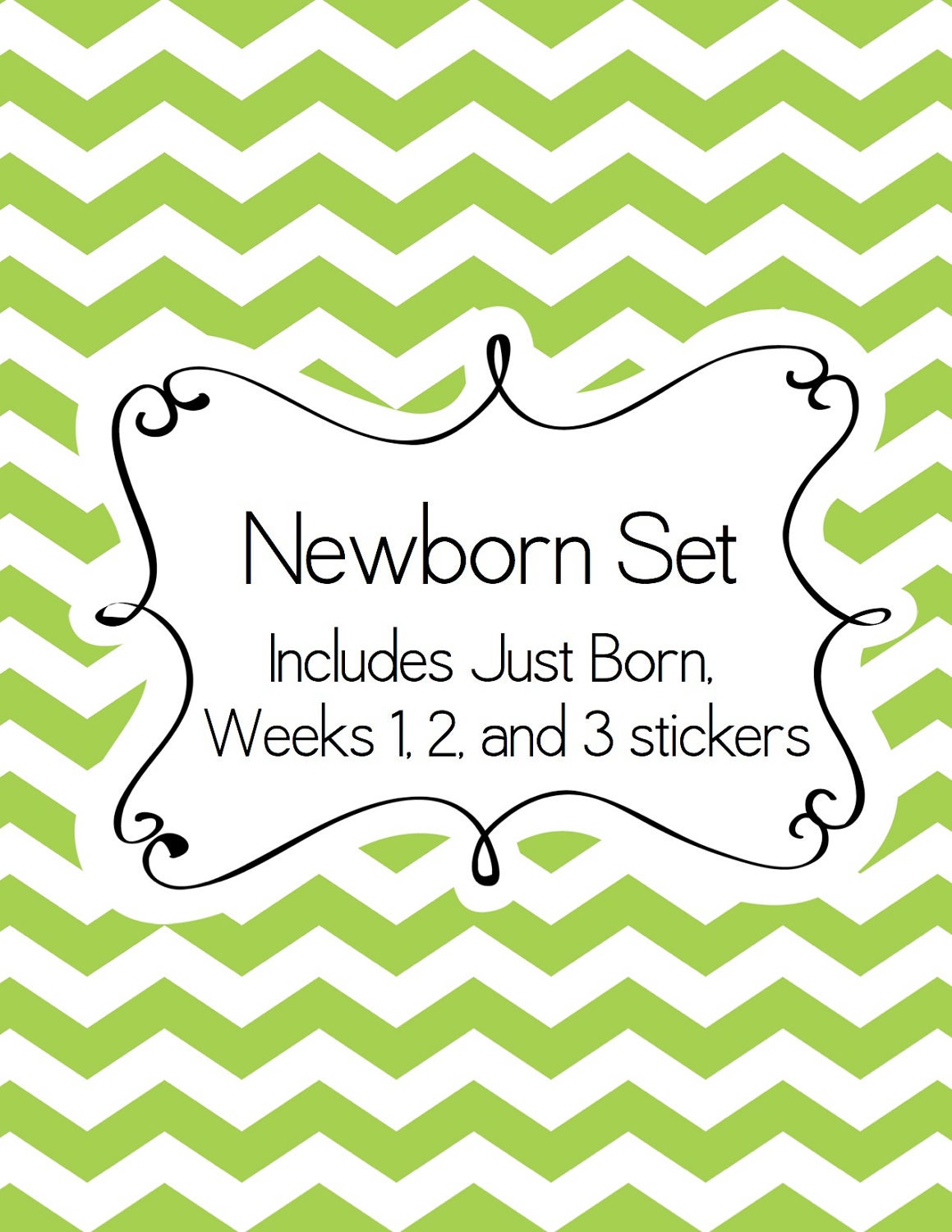 Newborn Set of Onesie Stickers...Includes a Just Born Sticker plus Week 1, Week 2 and Week 3 Stickers... Baby Shower Gift for New Moms