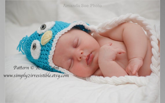 Bird or Chick Hat Pattern - Crochet Pattern 15 - Beanie and Earflap Pattern - Newborn to Adult - us or uk Terms - INSTANT DOWNLOAD