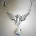 THE GUARDIAN romantic vintage fantasy inspired angel necklace with large Swarovski crystal, free gift boxing