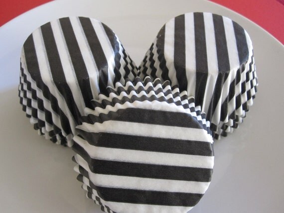 50 Black Wide Stripe Standard Cupcake Liners Il_570xn