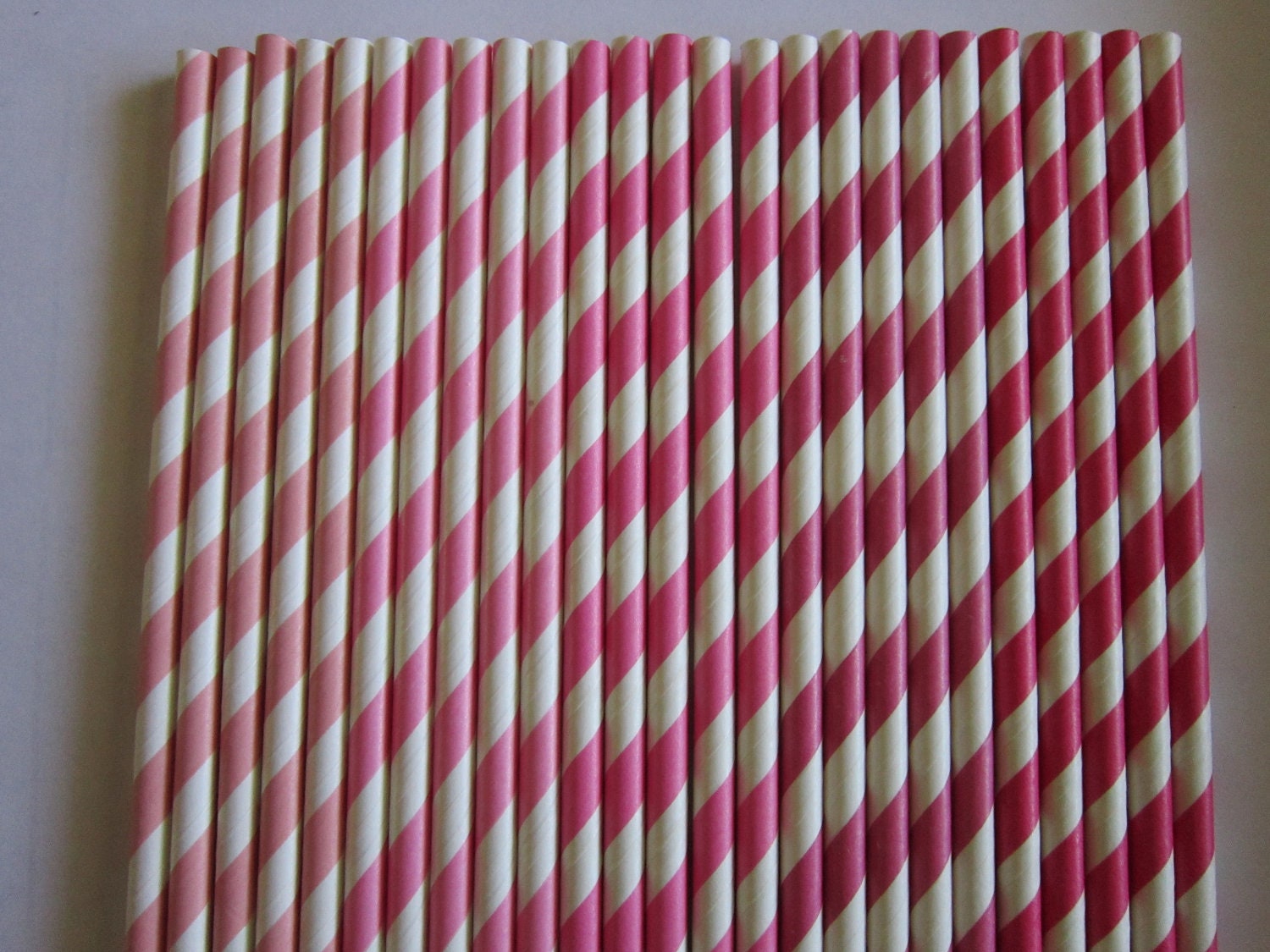 Pink Ombre Striped Paper Drinking Straws (set of 50) Il_570xn