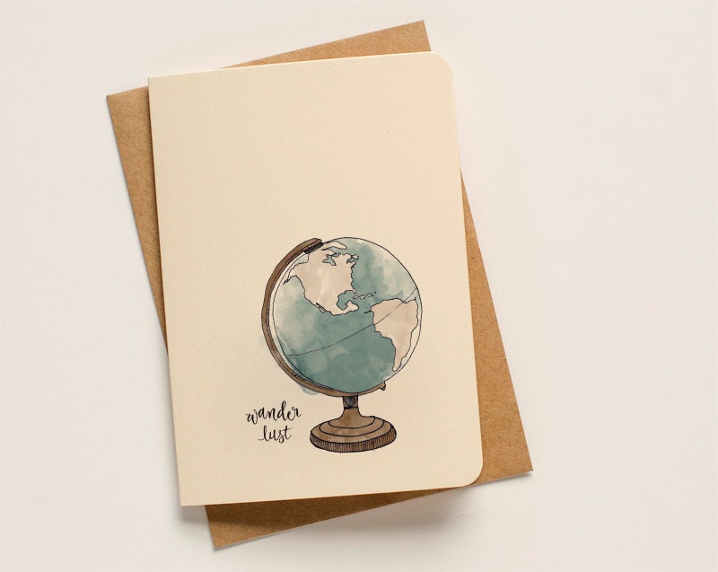 Around the World Vintage Globe Greeting Card
