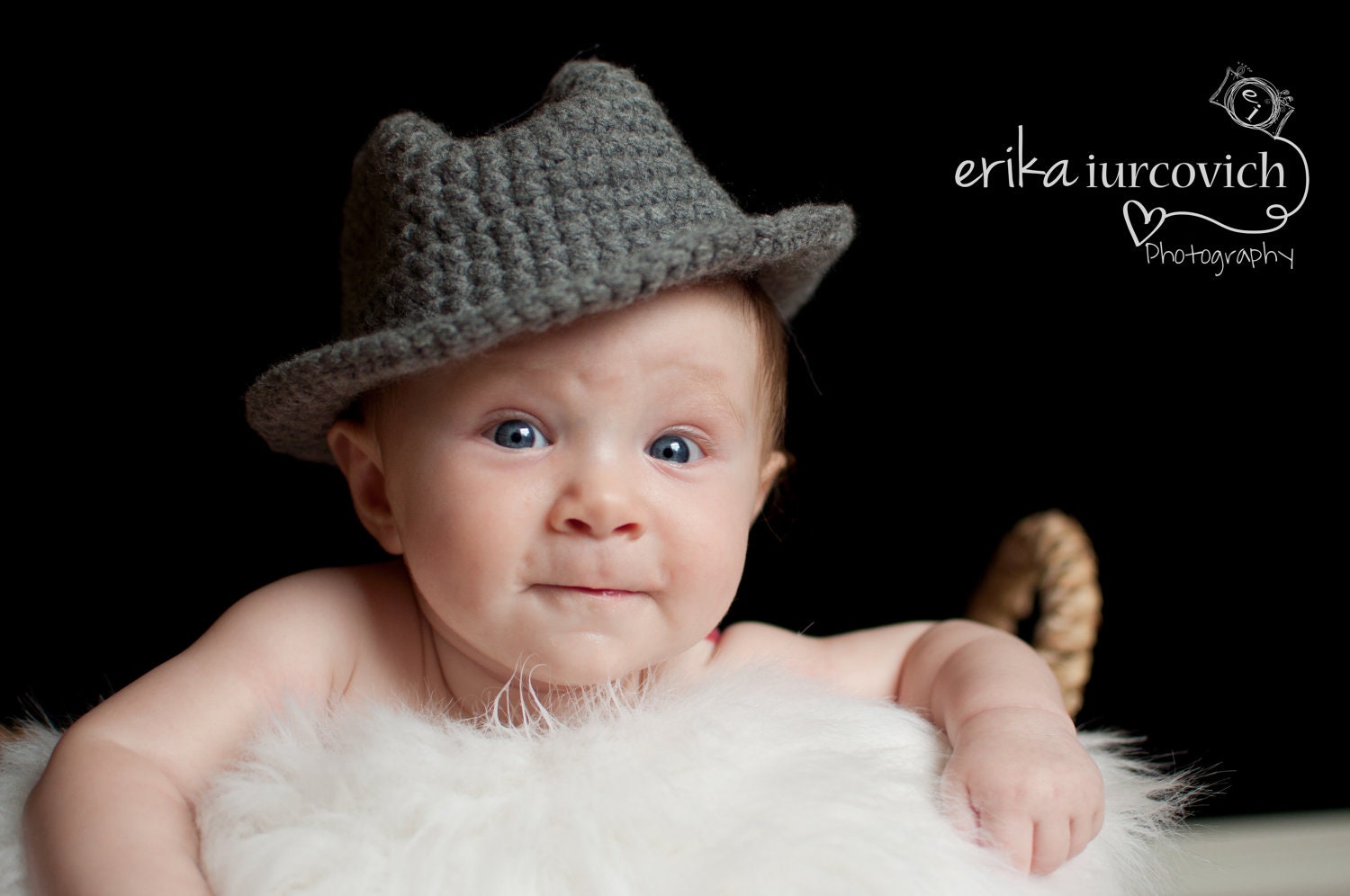 Fedora Baby Boy Hat, Crochet Cowboy Hat, Newborn Photo Prop
