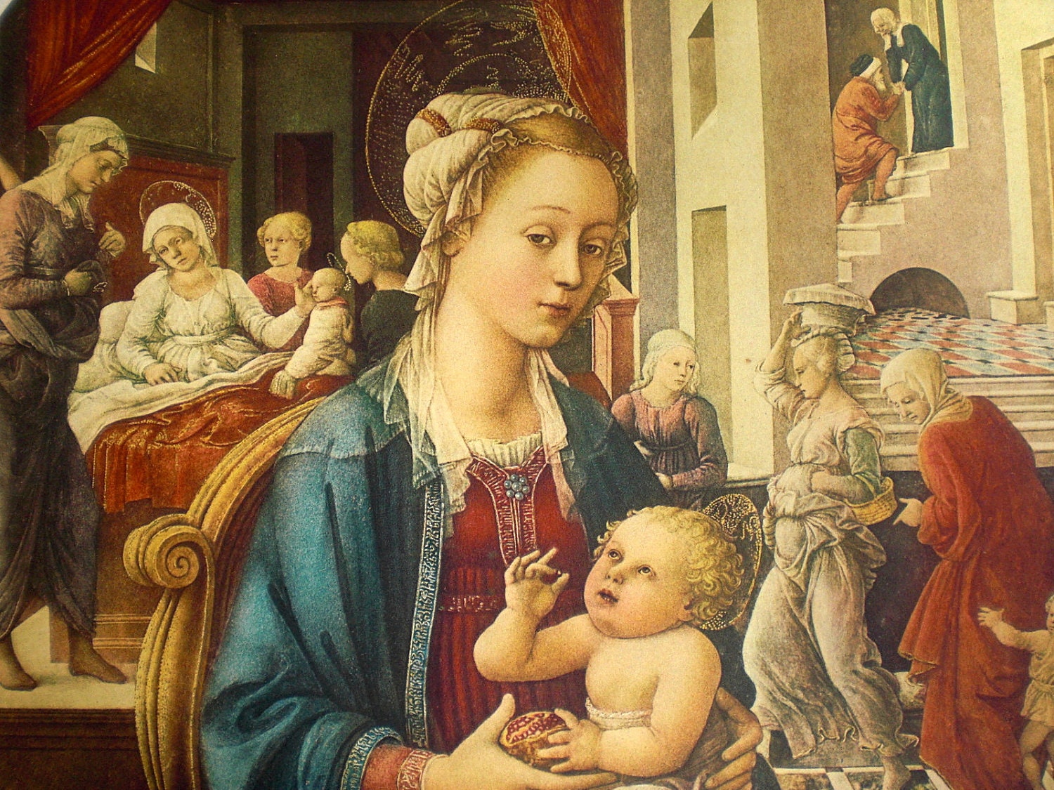 Vintage / Home Decor / Madonna and Child print / Fra Filippo Lippi / Italian / Renaissance / Madonna col Figlio