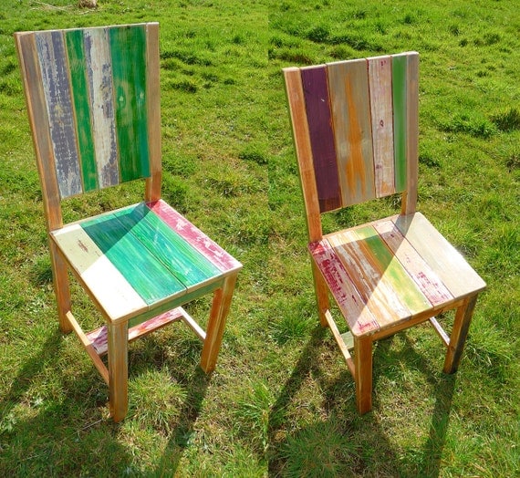 eclaimed pine wood chairs- TheWoodCaboodle