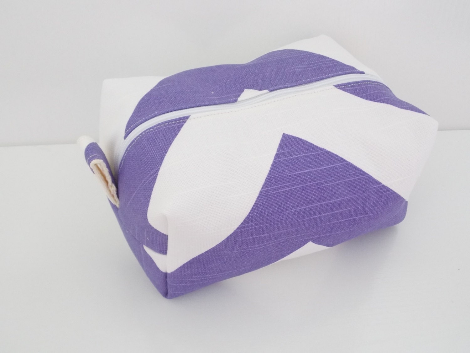 Purple Chevron Make up Bag  - Cosmetic Pouch -  Lunch Bag - Wet Bag -Waterproof Bag