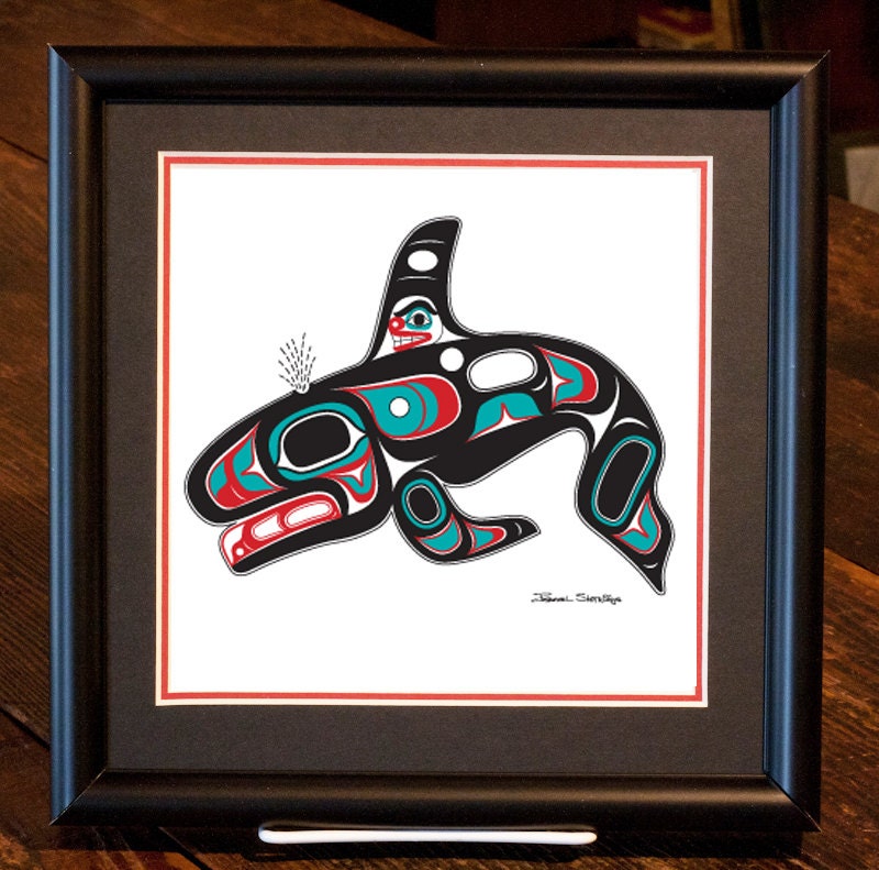 Framed 8 X 8 Giclée Print - Northwest Native Art, Killer Whale