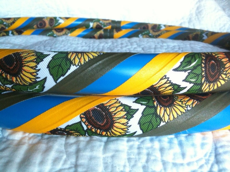 Sunflower Power Dance & Exercise Hula Hoop COLLAPSIBLE or STANDARD - flowers yellow blue olive
