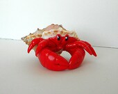 fanART- "FancyShell Red Hermit Crab" - unique geek toys, cool gift for him, easter gift
