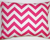 Pillow.Pink.Chevron.12x16 or 12x18 inch Decorator Lumbar Pillow Cover..Printed Fabric Front and Back.ZigZag.Dorm.Sorority