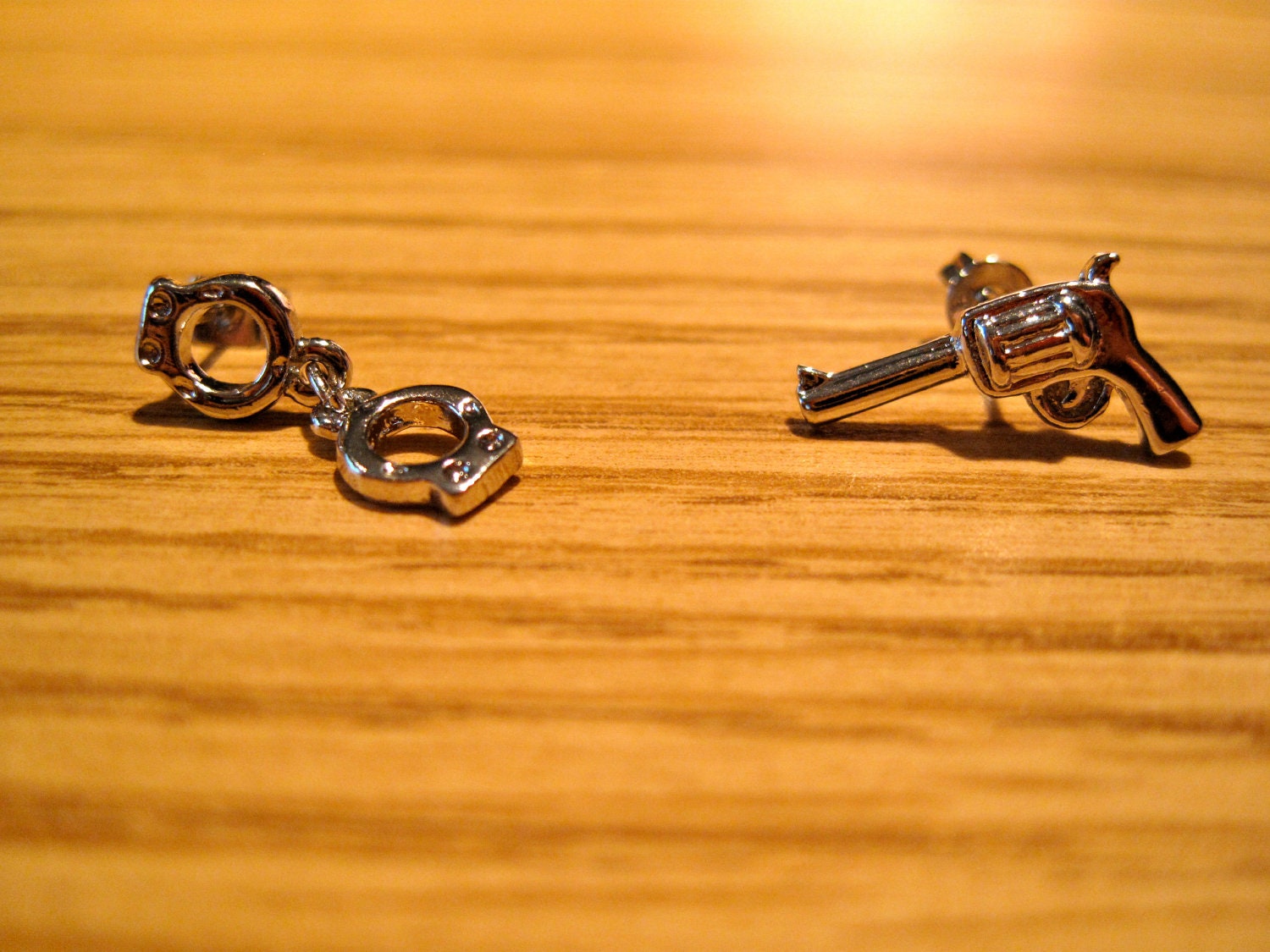 GUN and CUFF Sherlock inspired Inspector Lestrade Earring Posts Studs made from Stainless Steel