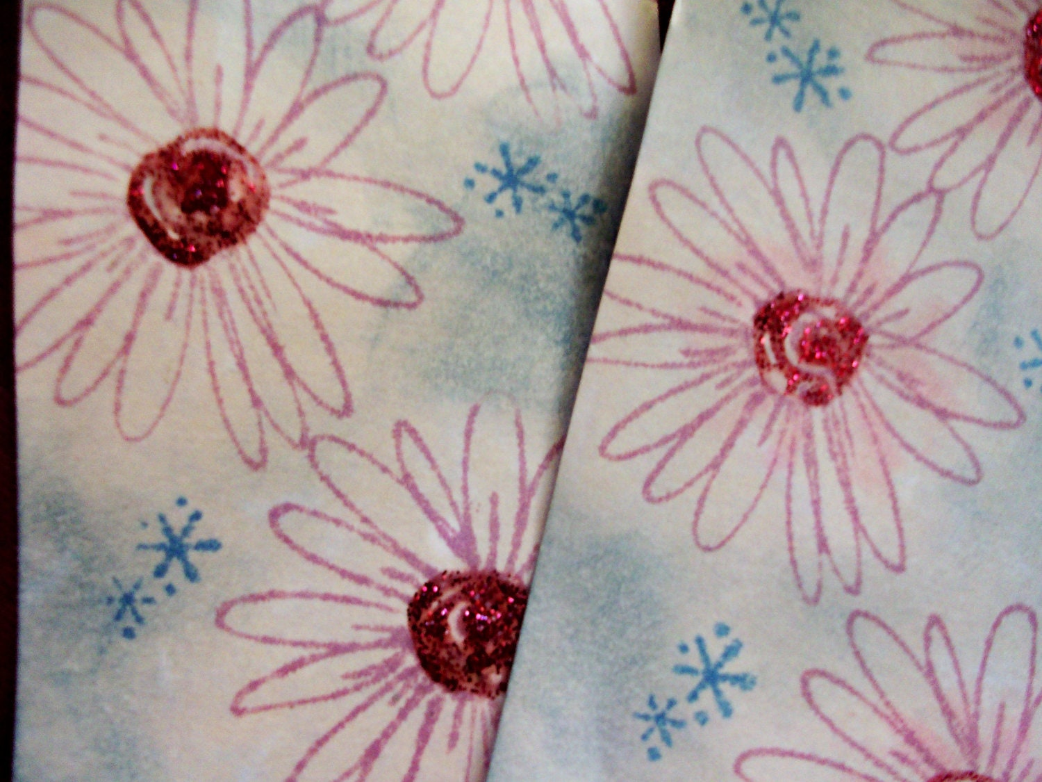 SALE - Handmade Stamped And Inked Flowers Tag Or Bookmark Set of 3
