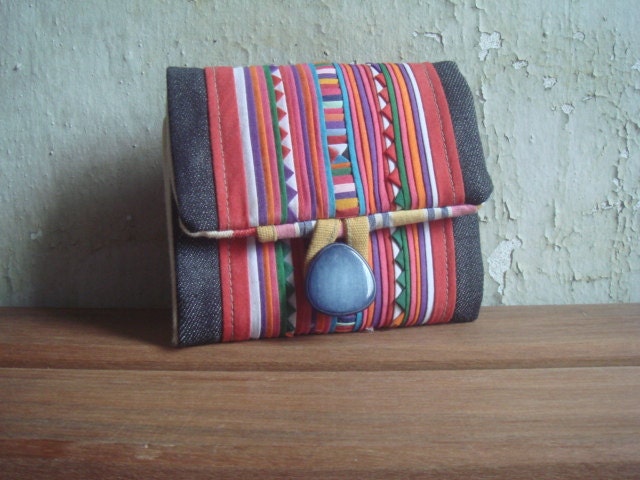 Handmade tribal wallet for 10 credit cards