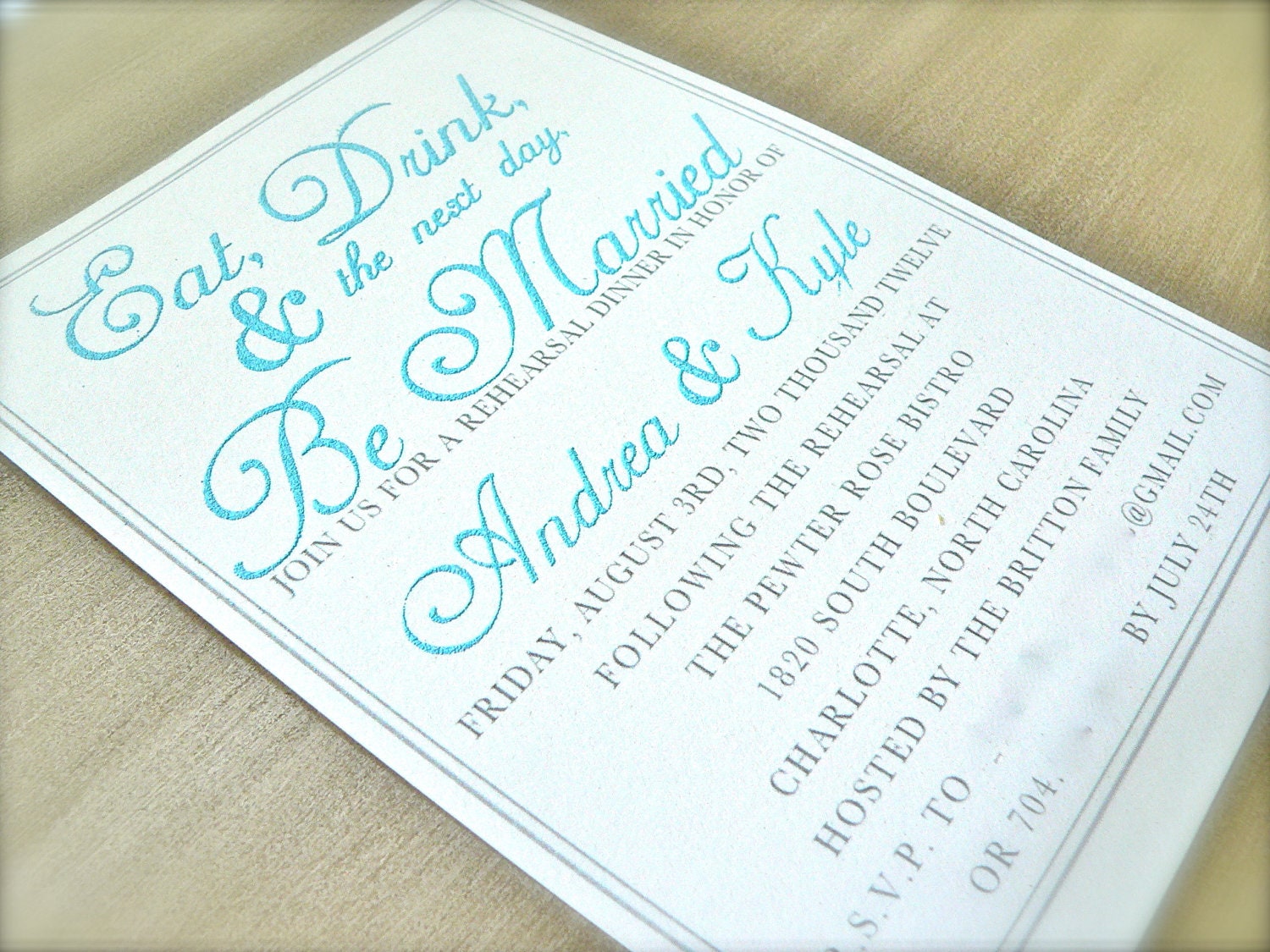 Eat, Drink & (the next day) Be Married Rehearsal DInner Invitation PDF version only