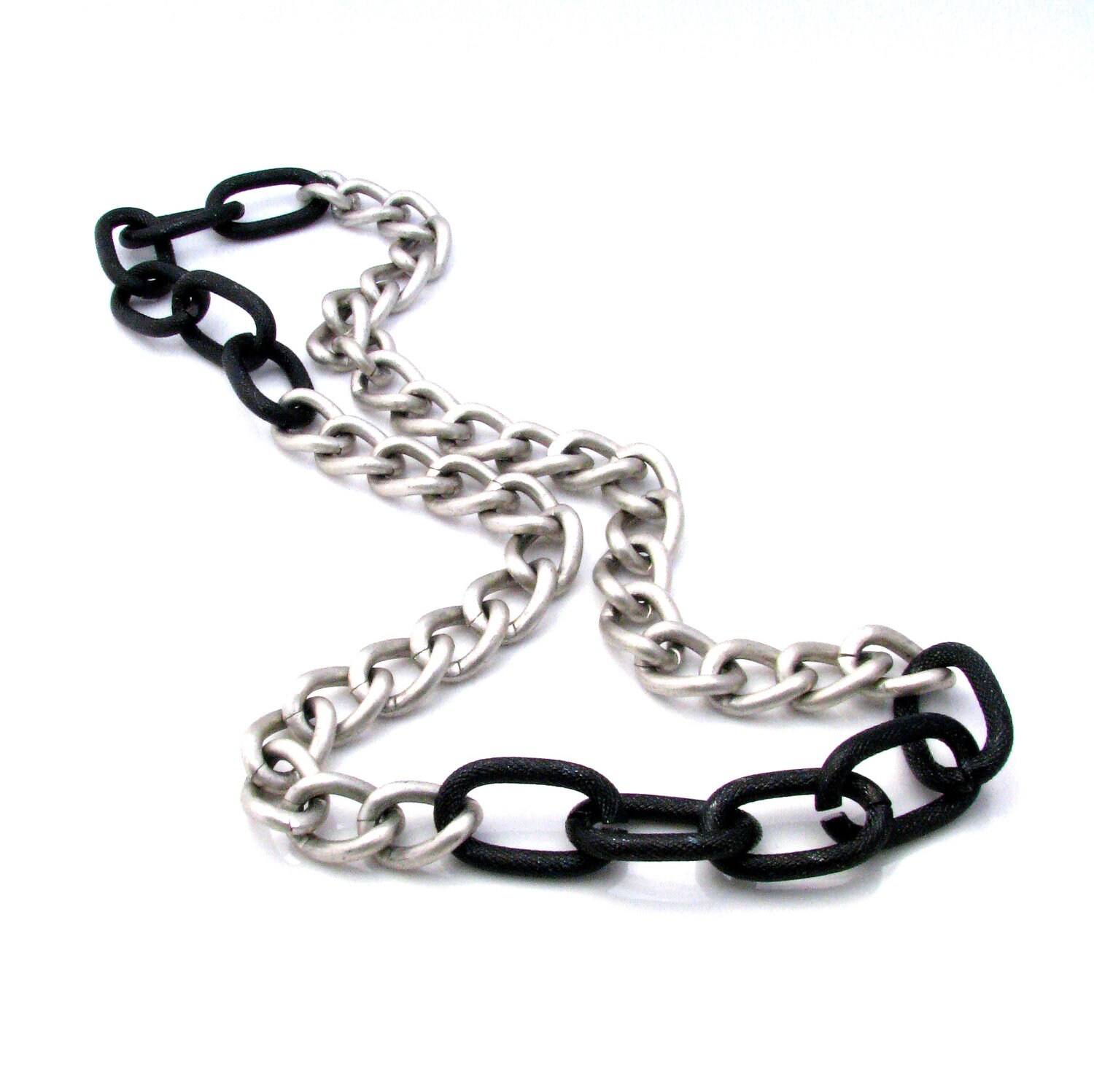Chunky Silver Chain Necklace Black Link Chain Necklace: The Lynx