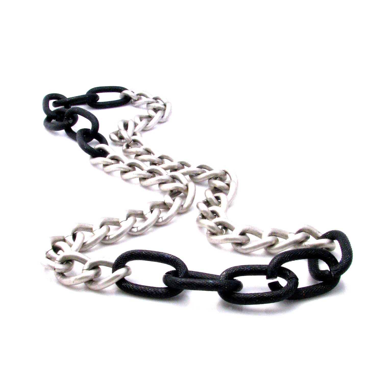 Chunky Silver Chain Necklace Black Link Chain Necklace: The Lynx