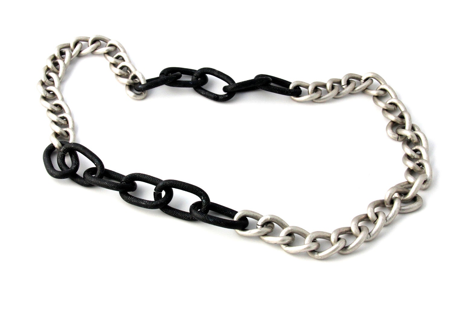Chunky Silver Chain Necklace Black Link Chain Necklace: The Lynx