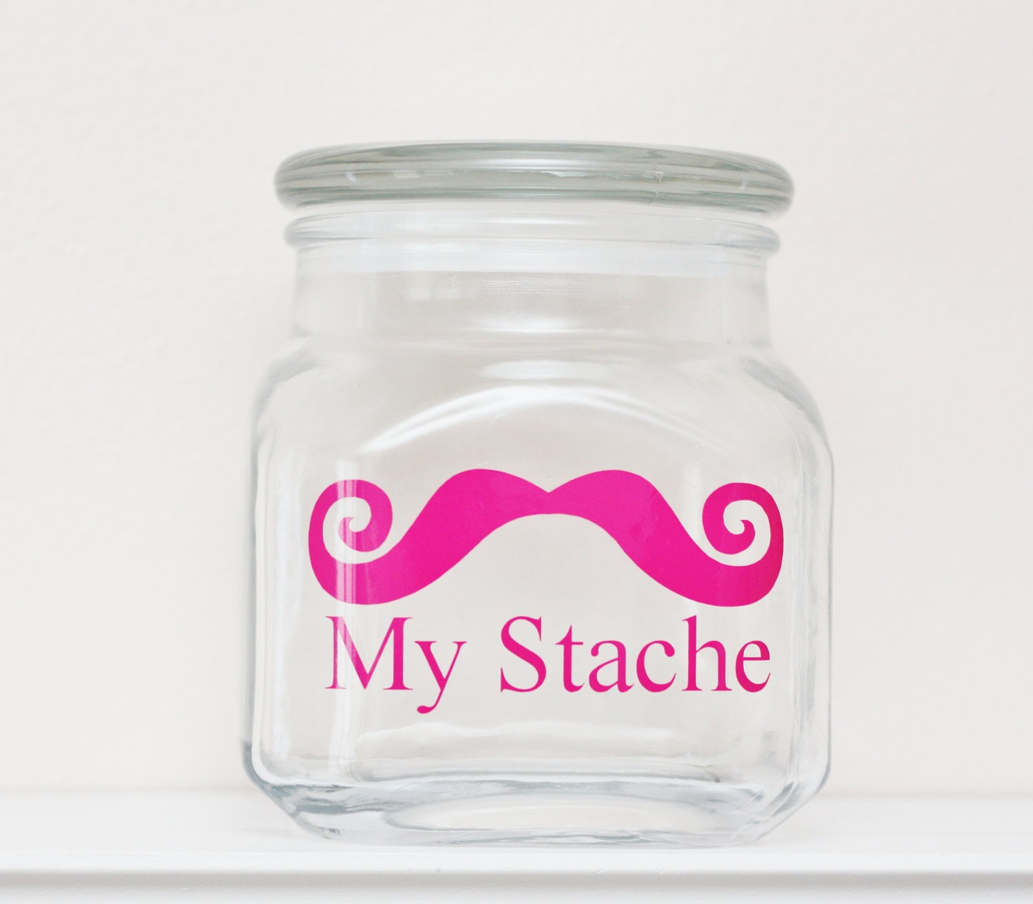 My Stache - Mustache Money Jar - Curly Handlebar Moustache - HOT PINK