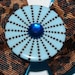 bright blue and leopard print hair bow- hair bow with button, animal print barrette