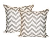 Two Grey Chevron Pillow Covers 18" x 18" - Premier Prints - Hidden Zipper Closure