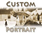 CUSTOM Pet Portrait - Vintage winter sport Recolored image Altered ice skater photo Digital portrait Printable postcard and A4 size //cv023