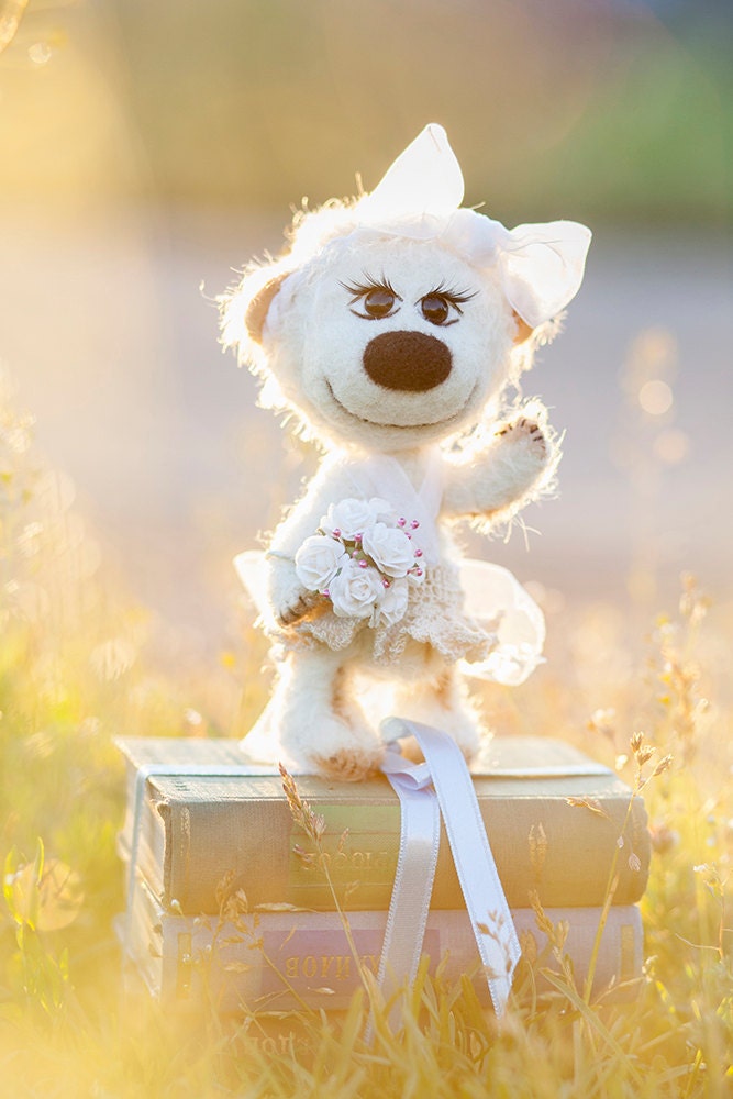 Collectible mohair teddy bear Bella- Artist Bear OOAK - Birthday gift - Wedding gift - Bride