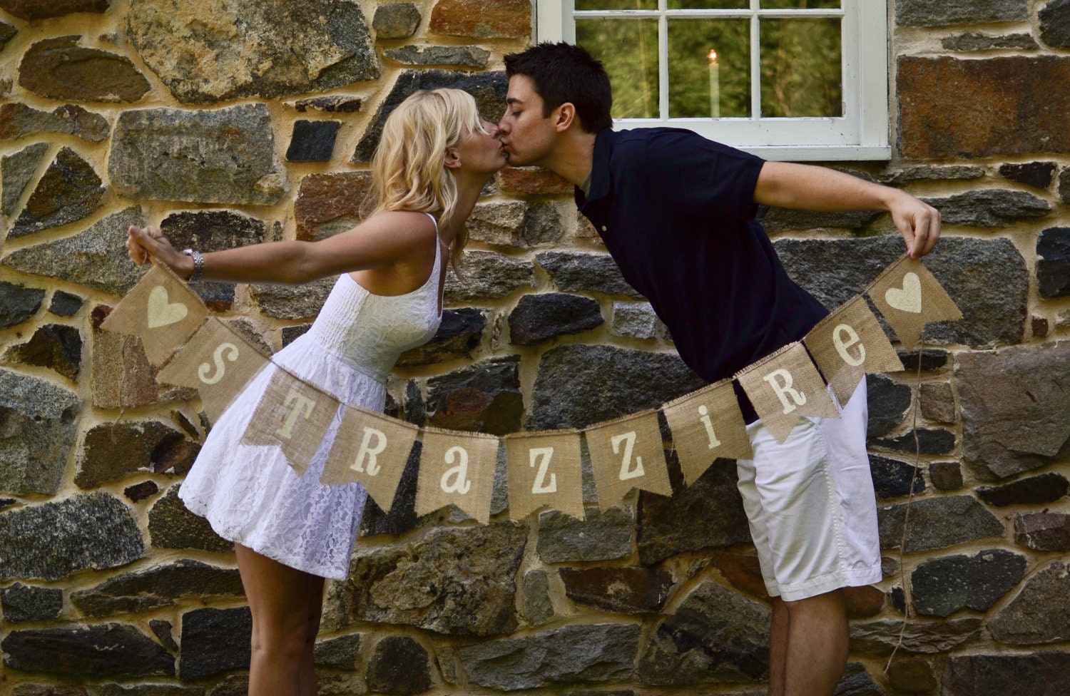 LAST NAME Burlap Bunting, Banner, Photo Prop, Wedding Decor