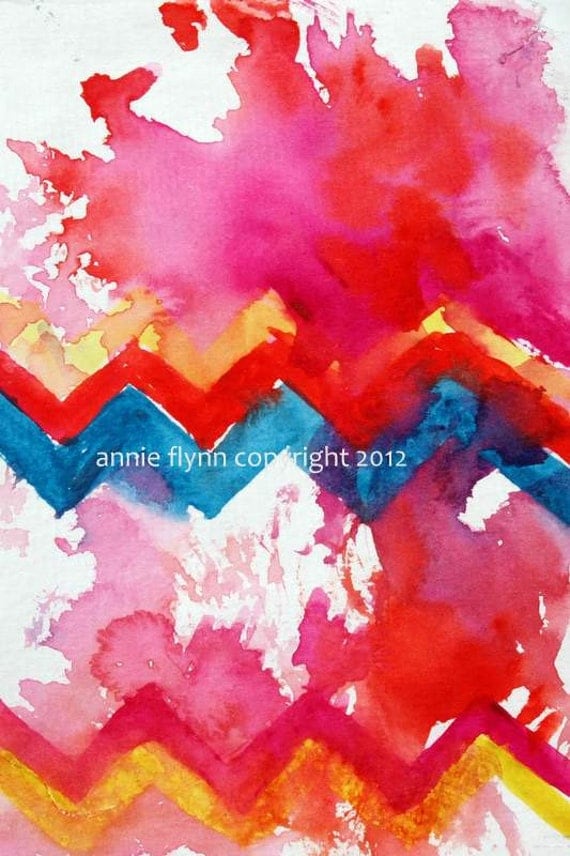 11" x 14" Archival Print of Original Watercolor Painting "Chevron Splash"