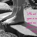 He set my feet upon a rock..."-black & white 5X7 art print- dark raspberry Bible verse-feet standing on a beach rock