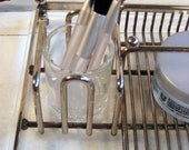 Make up storage, Lucite and silver Tray and display rack, Vintage silver metal office 10 x 12 inches