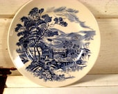 Wedgwood Countryside china plate, Made in Staffordshire England, Blue and White classic bone china