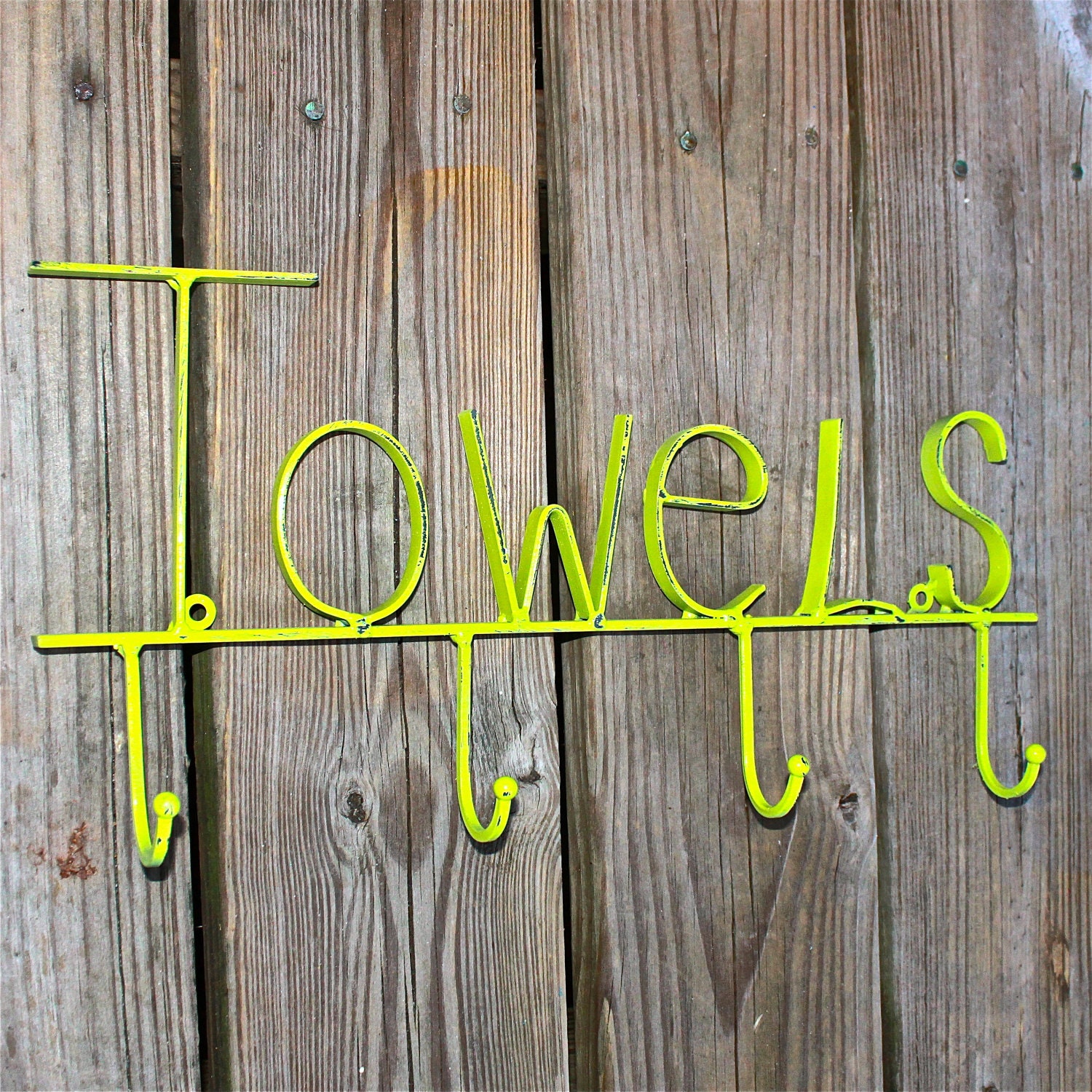 TOWELS Wall Hook/ Turquoise/ Bath, Beach Towel, Robe Hanger/ Shabby Chic/ Bathroom, Pool House Fixture/