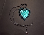 Turquoise Rhinestone Heart Necklace