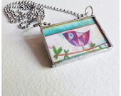 As a Bird and Crystalline - Soldered Glass Necklace Art by Lauren Alexander