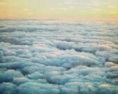 Clear Eye Clouded Mind - 8x8 sky cloud photography nature horizon print blue puffy orange sunset photograph wall art home nursery decor