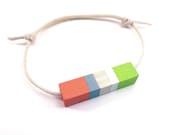 WOOD BRACELET Painted Wood Jewelry Totem Color Blocks