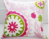 Pillow Cover Decorative Pillow Slipcover for 18x18 Pillow in Pink & Lime