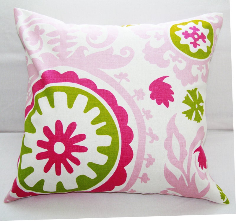 Pillow Cover Decorative Pillow Slipcover for 18x18 Pillow in Pink & Lime
