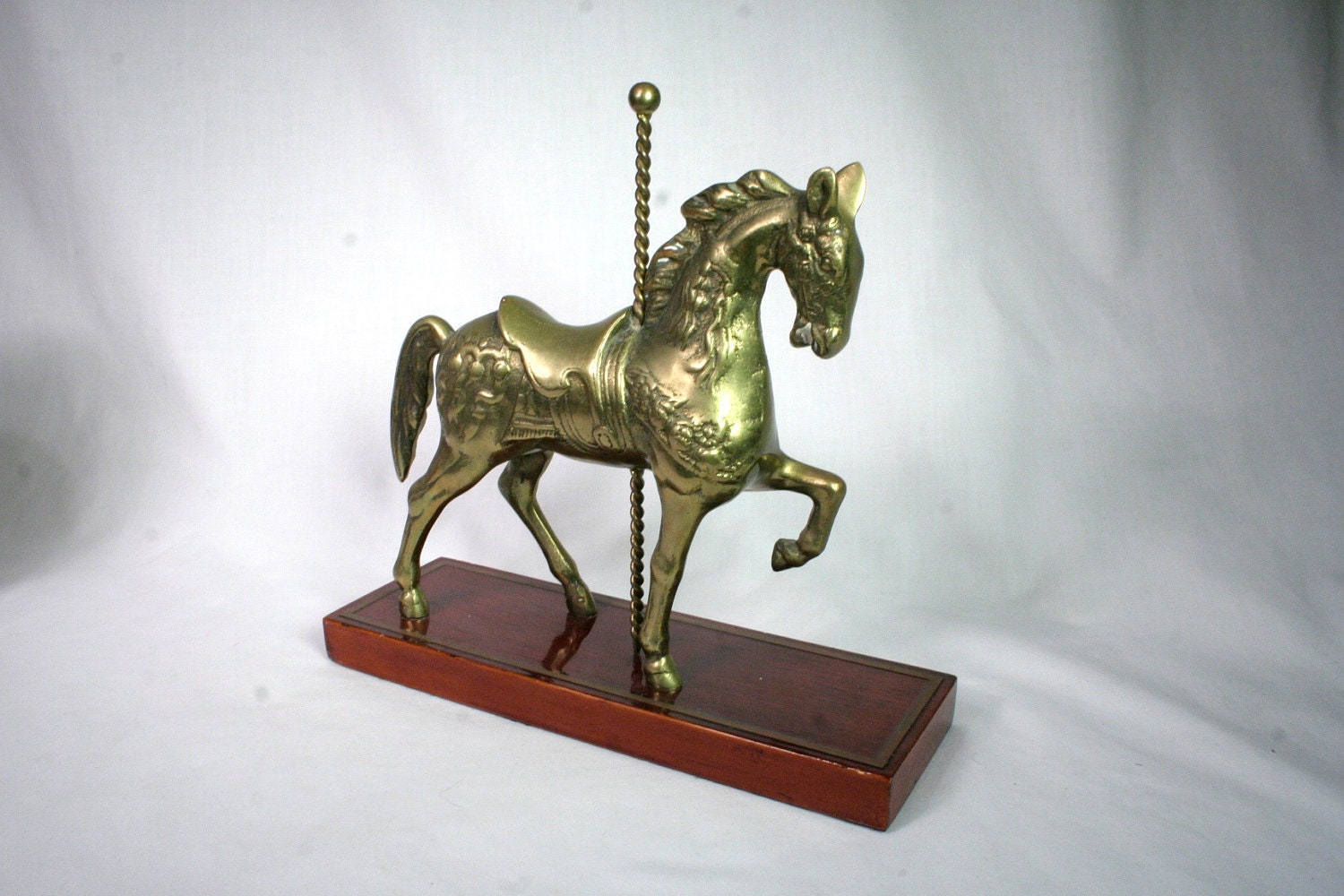 Brass Carousel Horse on Wooden Base - Free Shipping