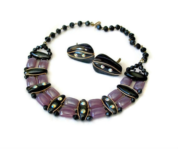 Vintage West Germany Necklace Choker Earrings Demi Parure
