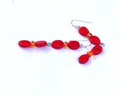 Tangerine Beaded Drop Earrings Long Dangle Neon Bright Orange Hot Fashion Trend Summer Jewelry Silver Trendy Dangles