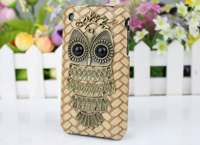 Bronze  owl And   Hard Case Cover for Apple iPhone 3 Case, iPhone 3gs Case, iPhone 3g Hard Case, iPhone Case c056