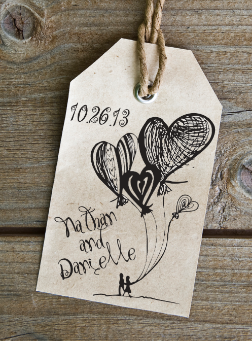 Love is in the Air - Personalized Wooden Stamp - Save the Date