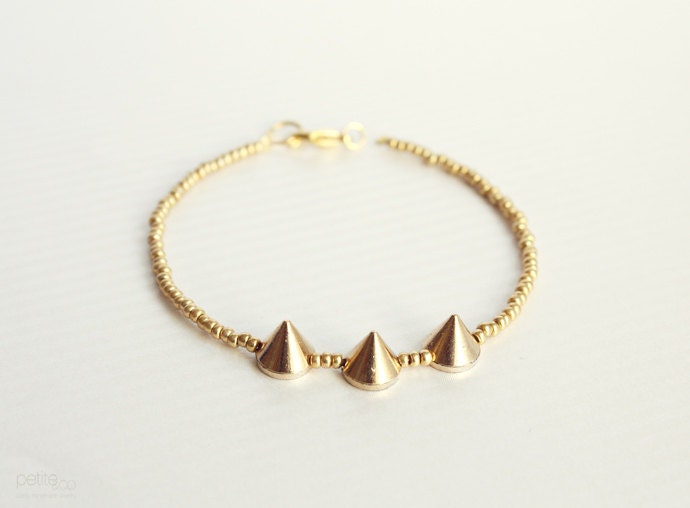 gold spike bracelet - delicate edgy layering bracelet - spike jewelry
