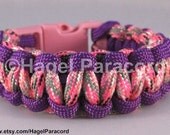 Pink Camo with Neon Purple trim cobra weave paracord bracelet