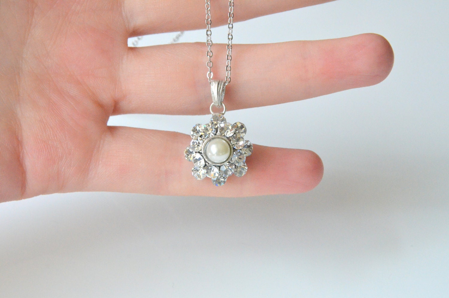 art deco clear crystal swarovski pearl rhinestone tibetan silver plated necklace wedding jewelry bridal jewelry bridesmaid gifts